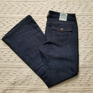 Old Navy slim flare jeans flap pockets